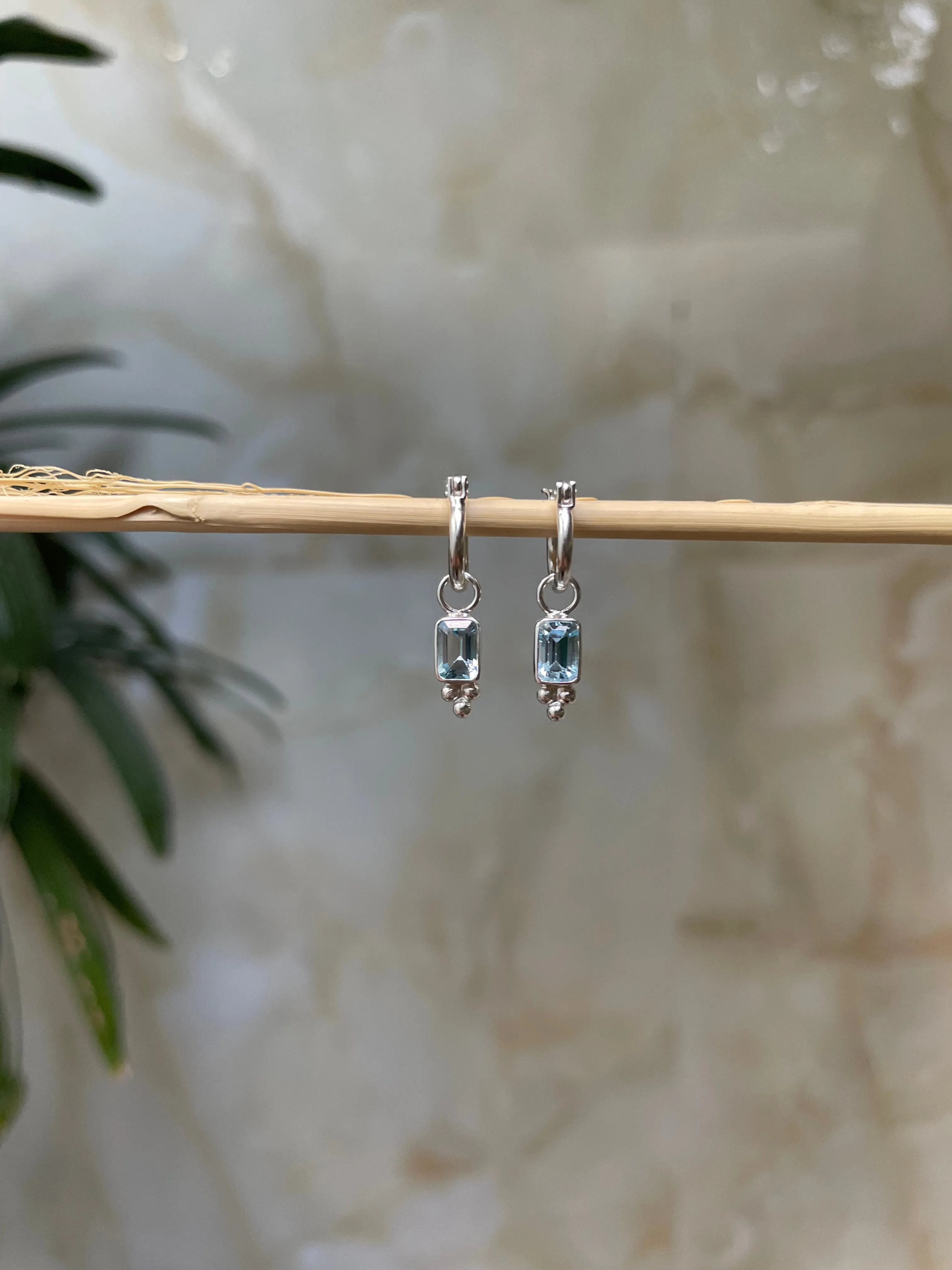 Lia Blue Topaz Sterling Silver Mini Hoop Earrings