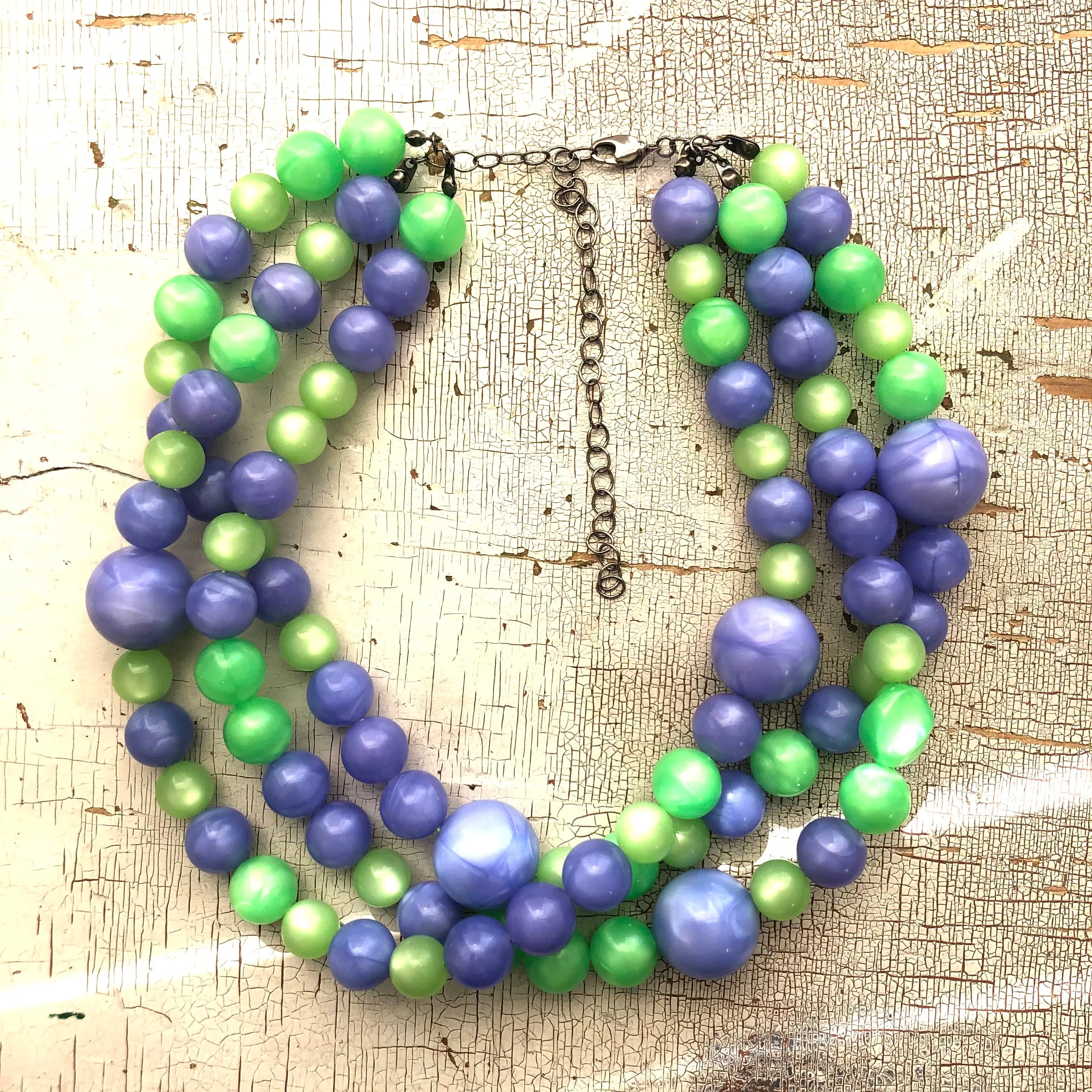 Lilac and Lime Aura Lucite Morgan Necklace