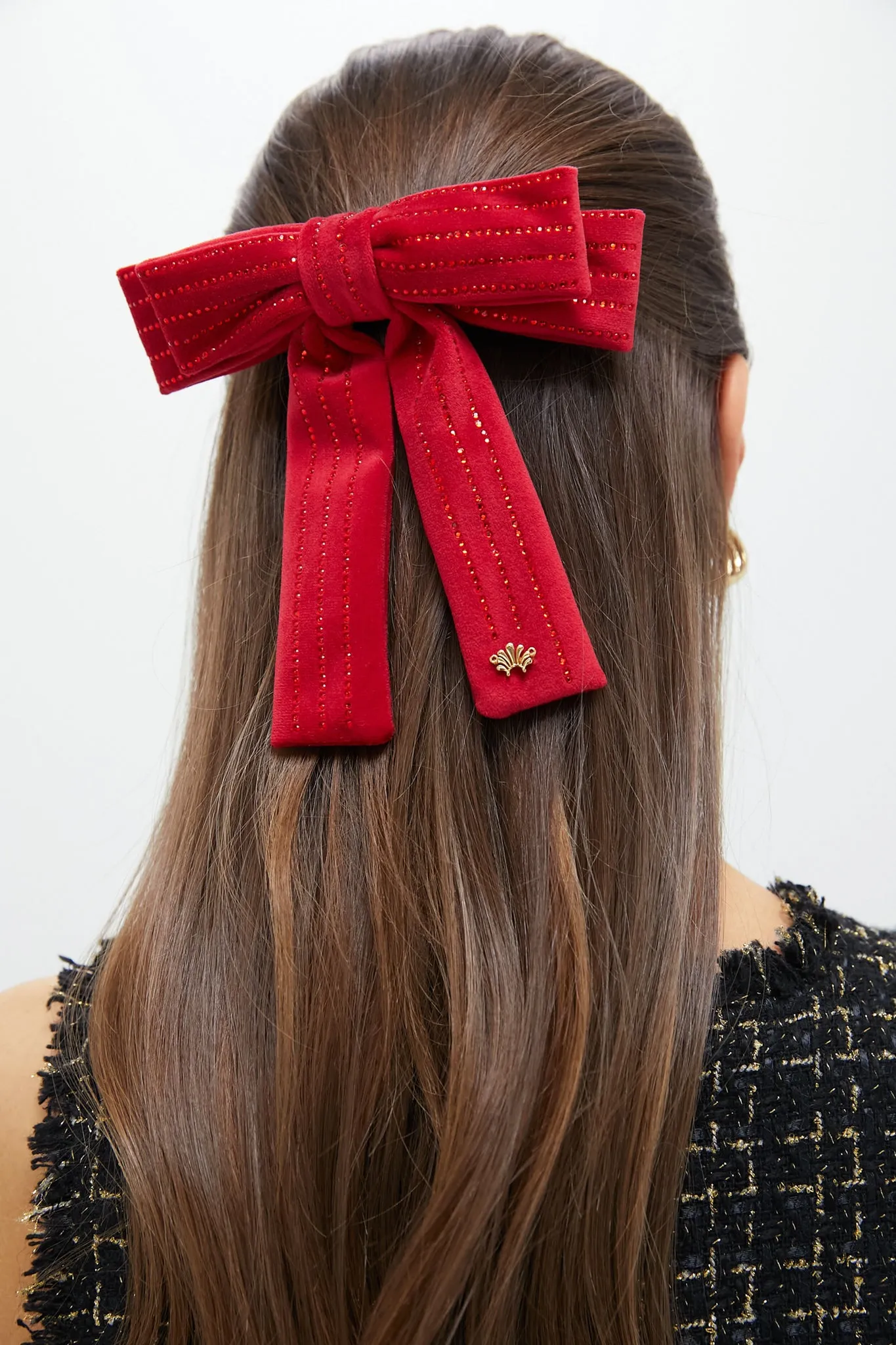 Lipstick Red Antoinette Pinstripe Bow