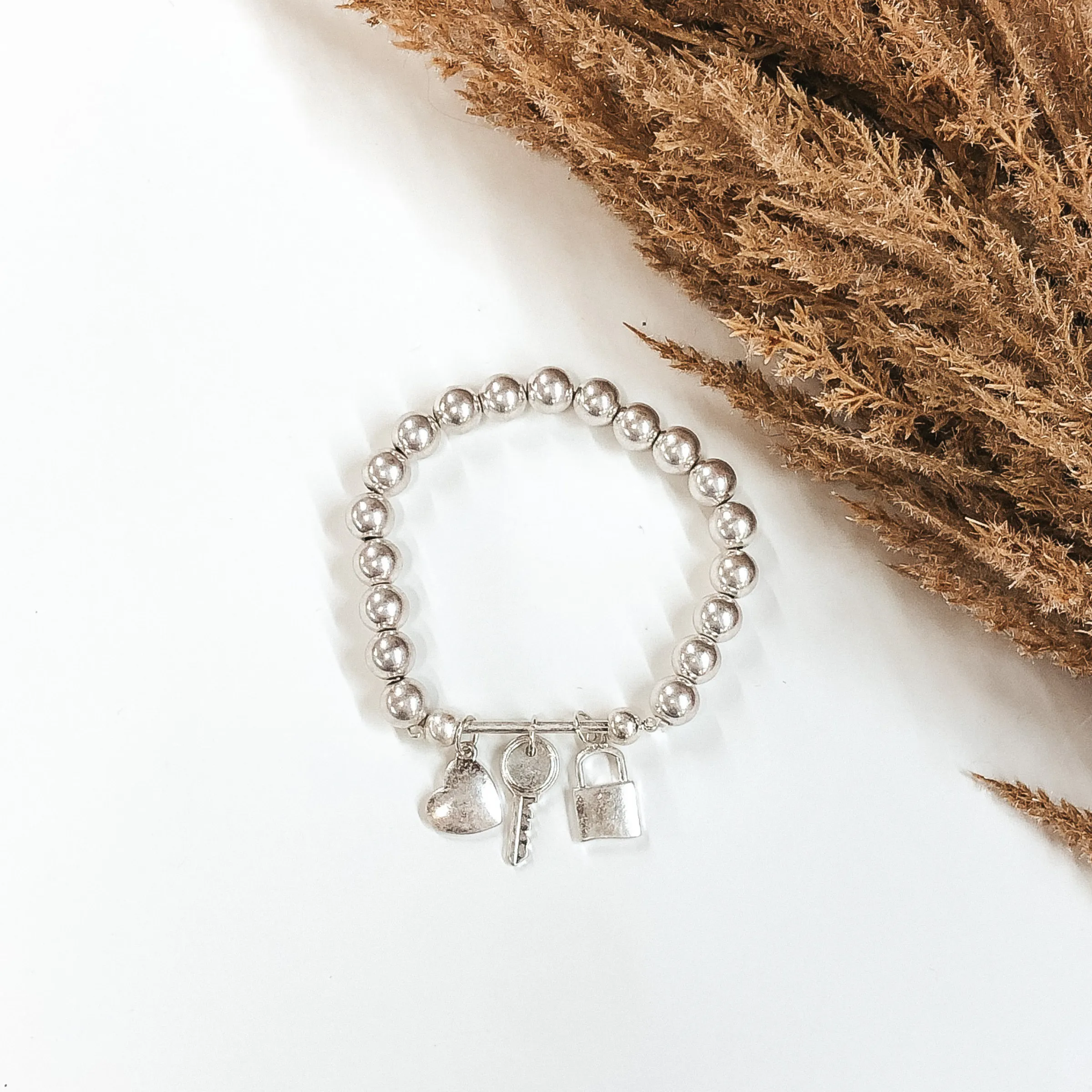 Lock Up Your Heart Bracelet in Silver