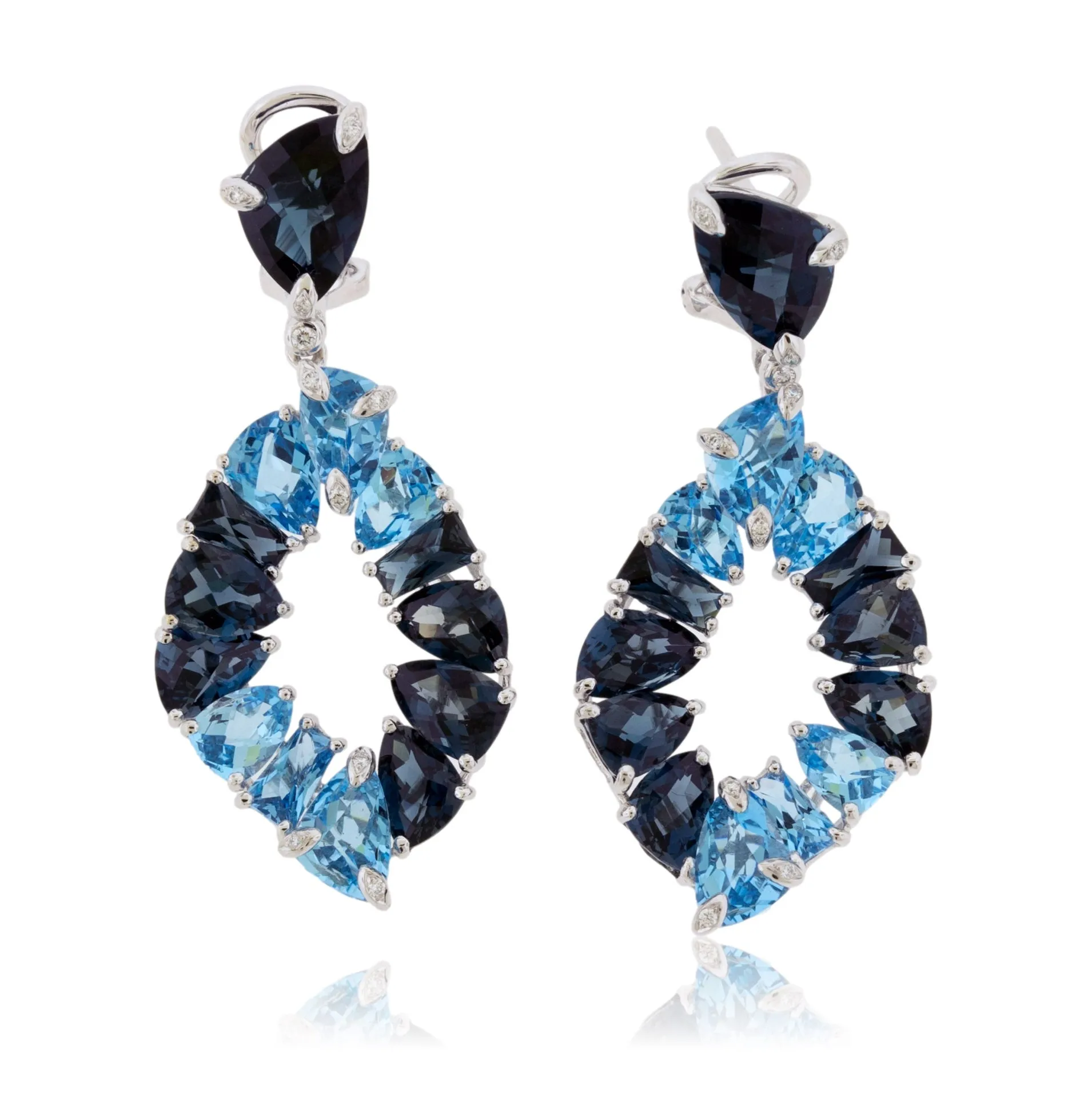 London Blue to Sky Blue Topaz Diamond Accented Earrings