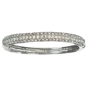 London Pave' Cubic Zirconia Hinged Bangle Bracelet