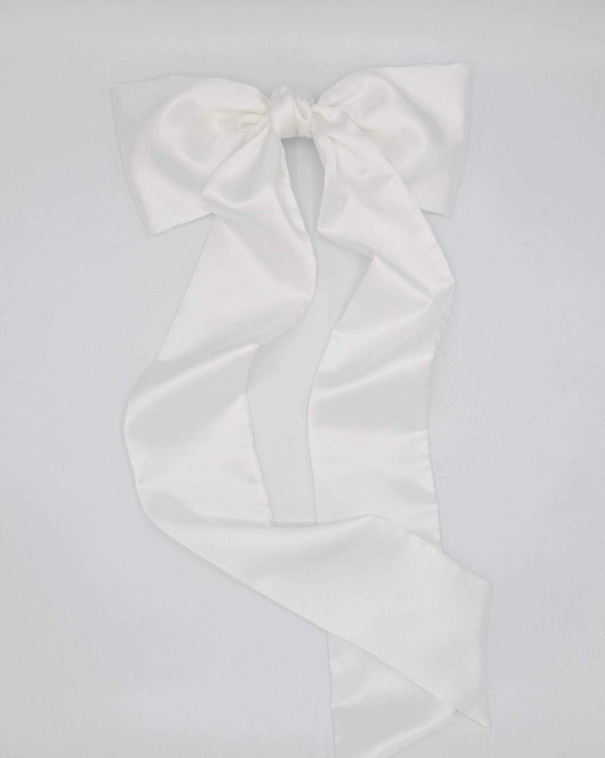 Long tailed satin hair bow bridal hair accessory for women