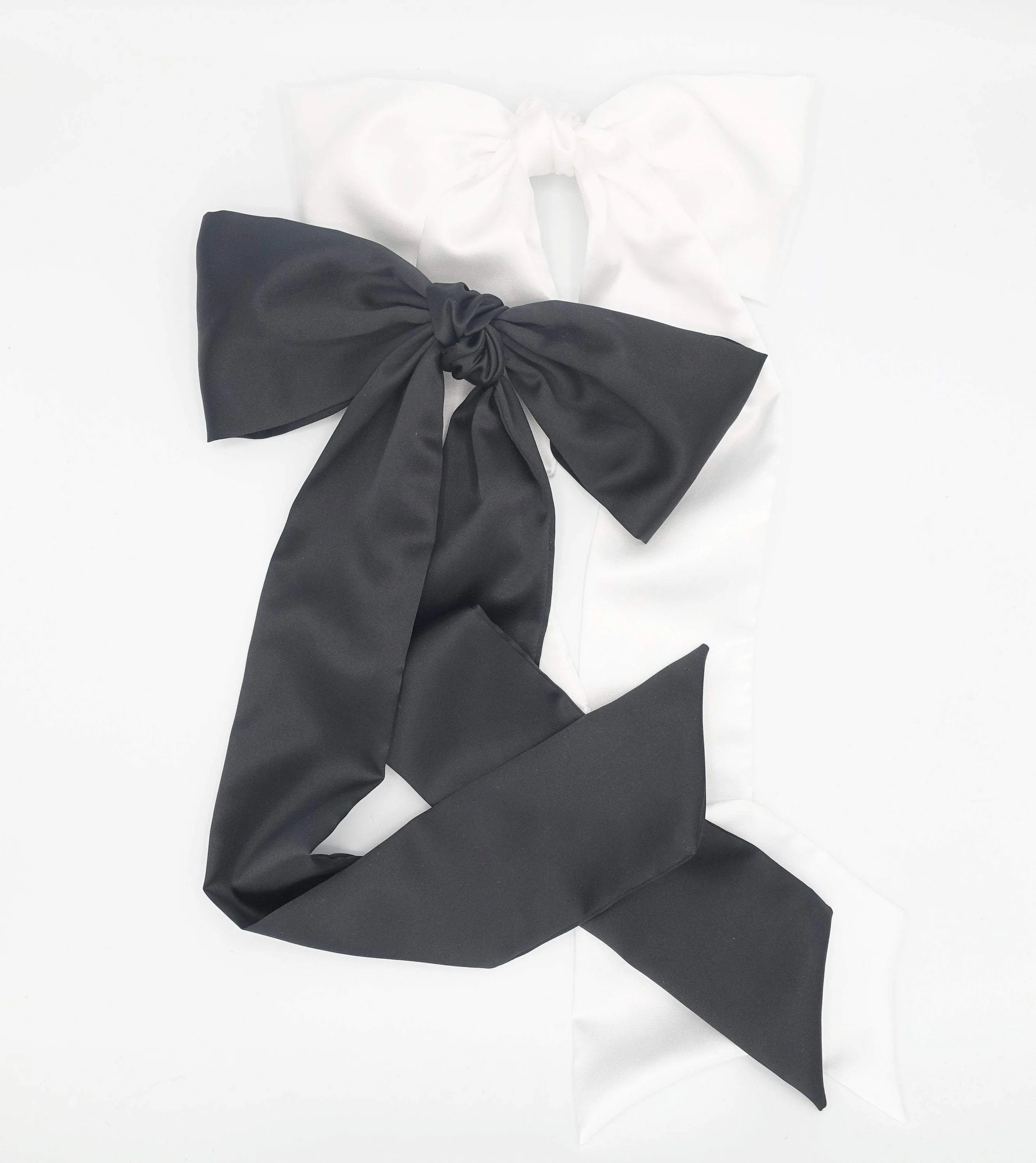 Long tailed satin hair bow bridal hair accessory for women