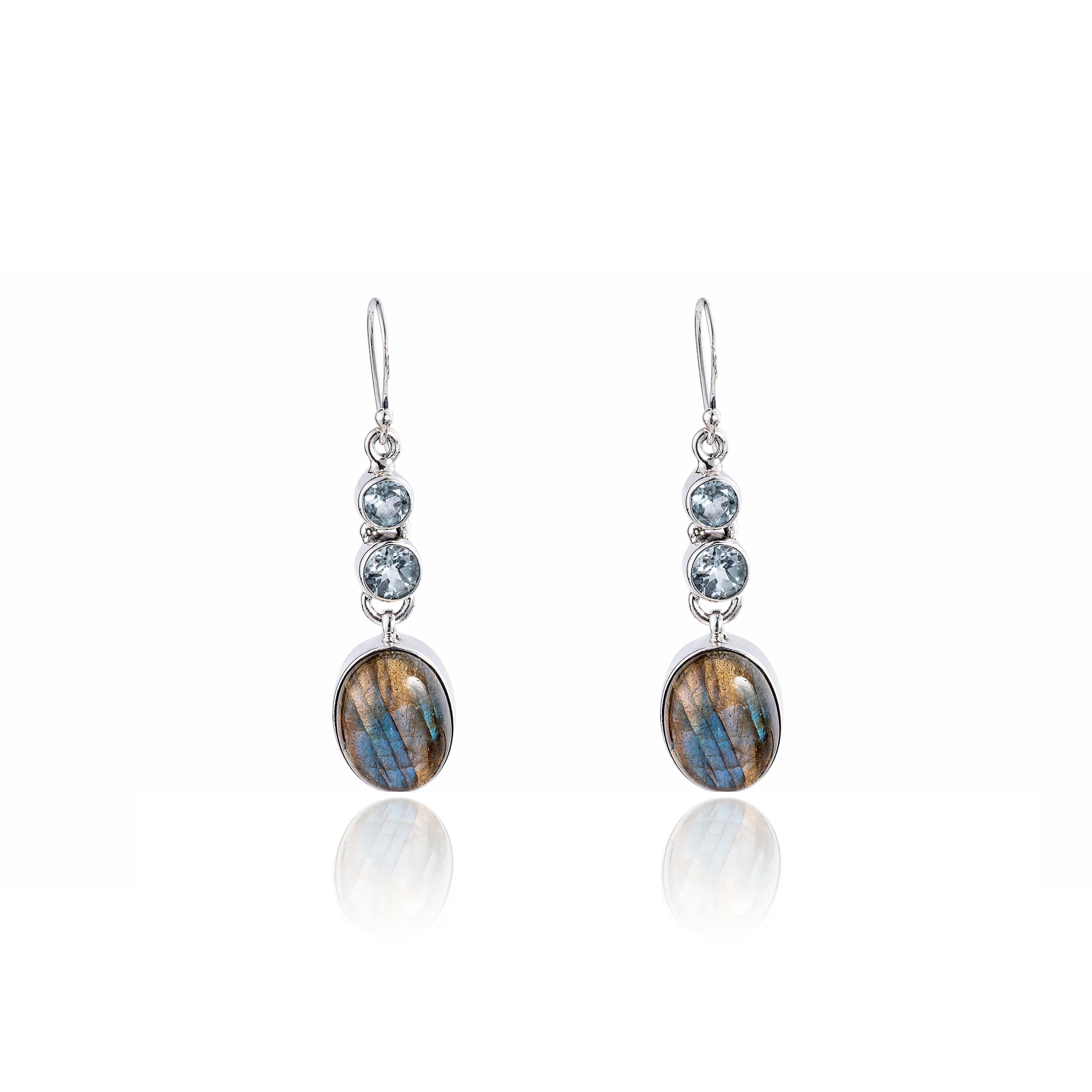 Lucinda Labradorite and Topaz Earrings, Sterling Silver