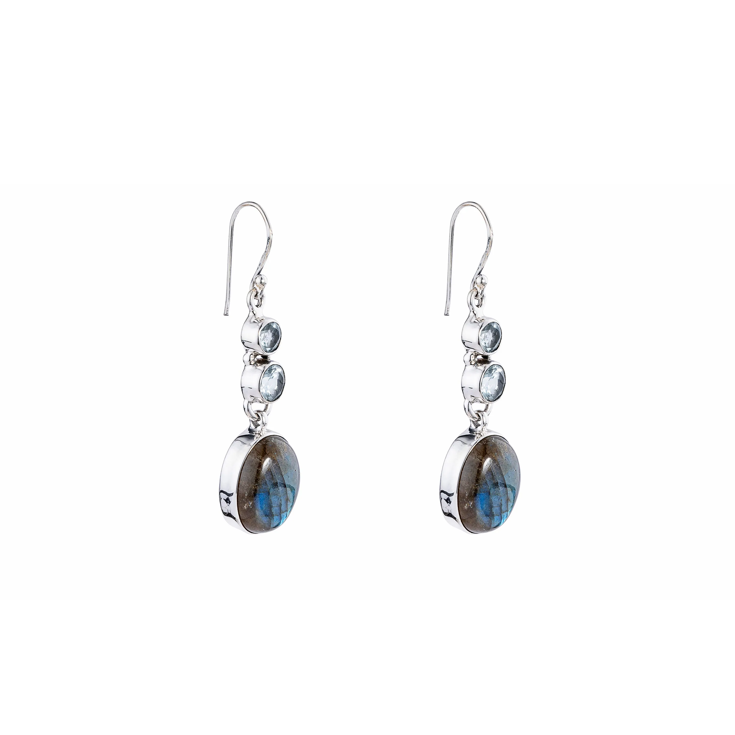 Lucinda Labradorite and Topaz Earrings, Sterling Silver