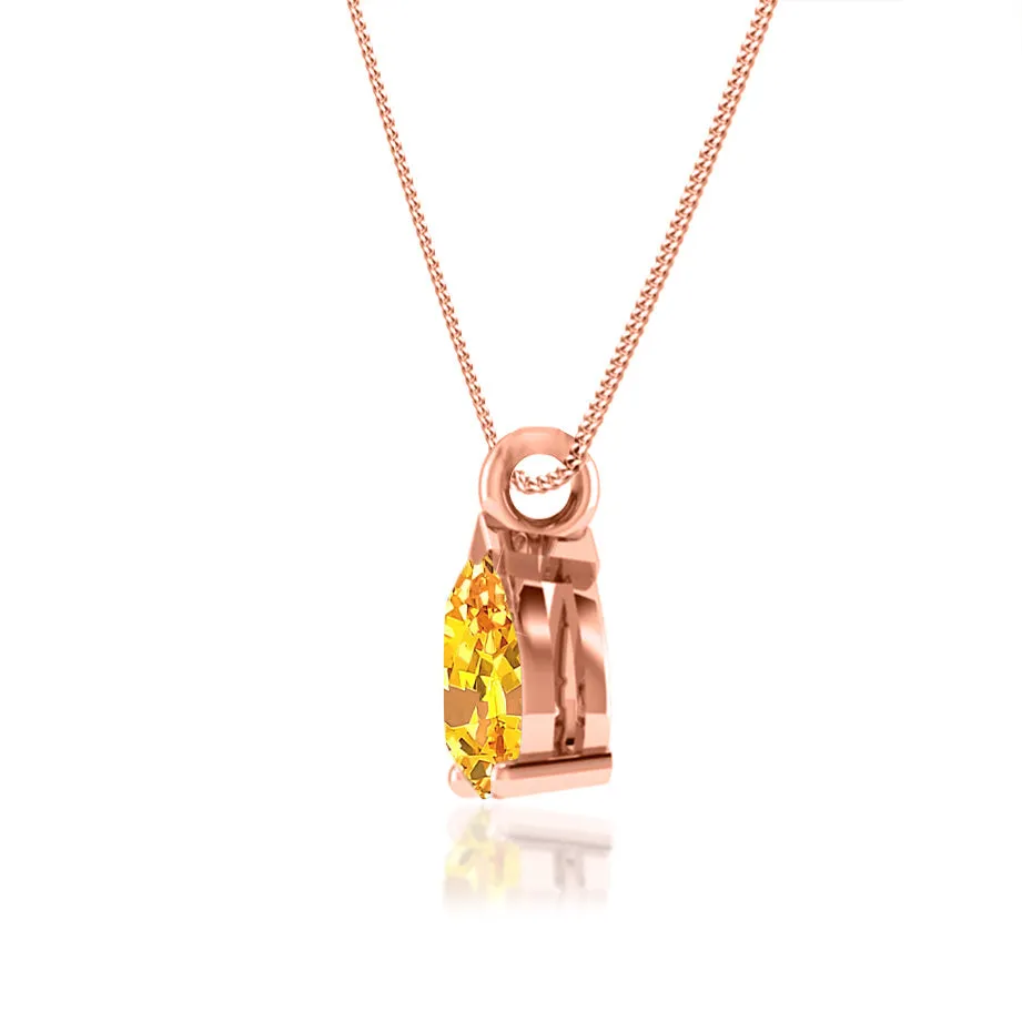 LUCINDA - Pear Yellow Sapphire 3 Claw Pendant 18k Rose Gold