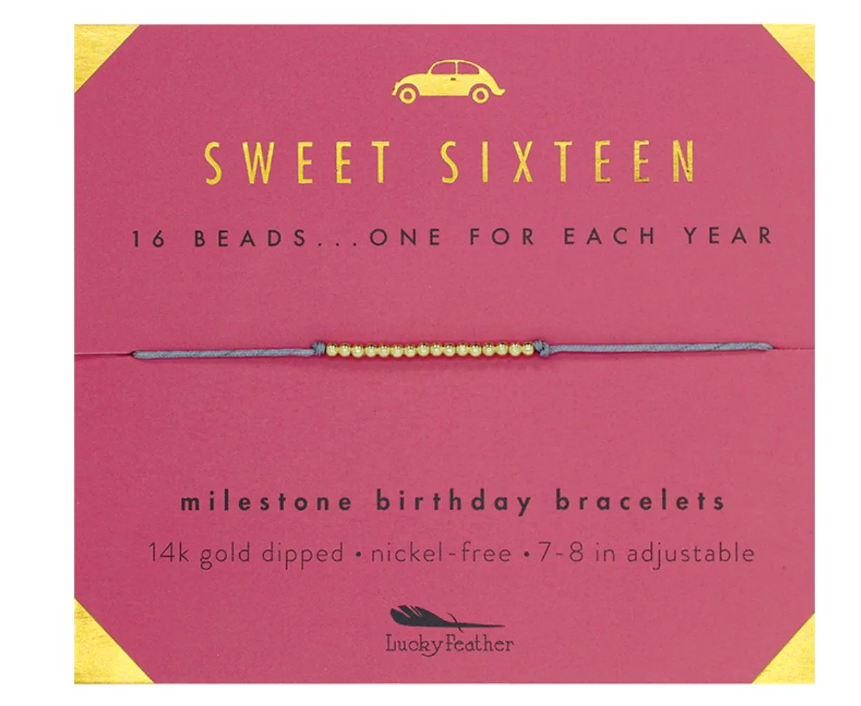 Lucky Feather Birthday Milestone Bracelet - Sweet Sixteen