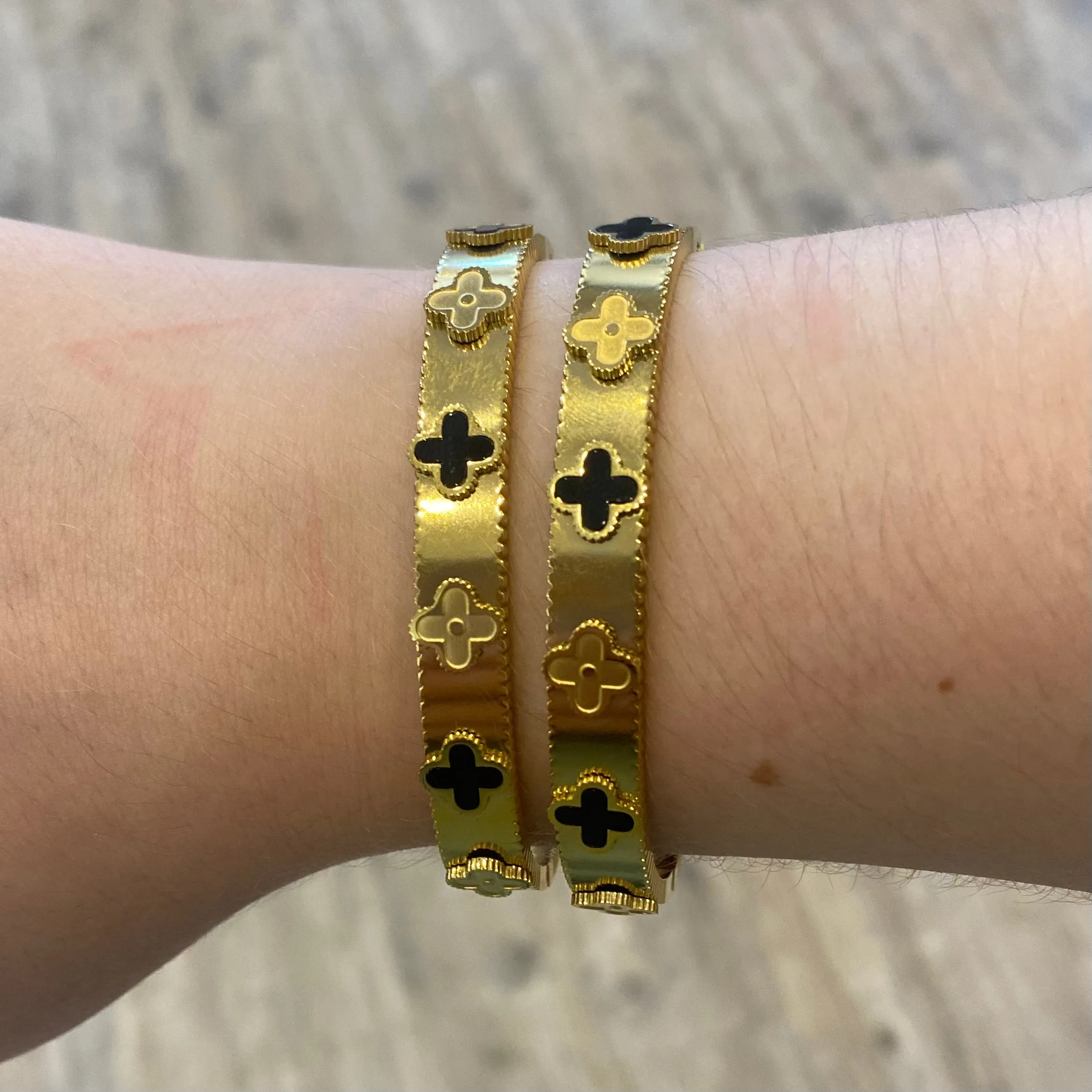 Lucky Ones Gold & Black Clover Cuff