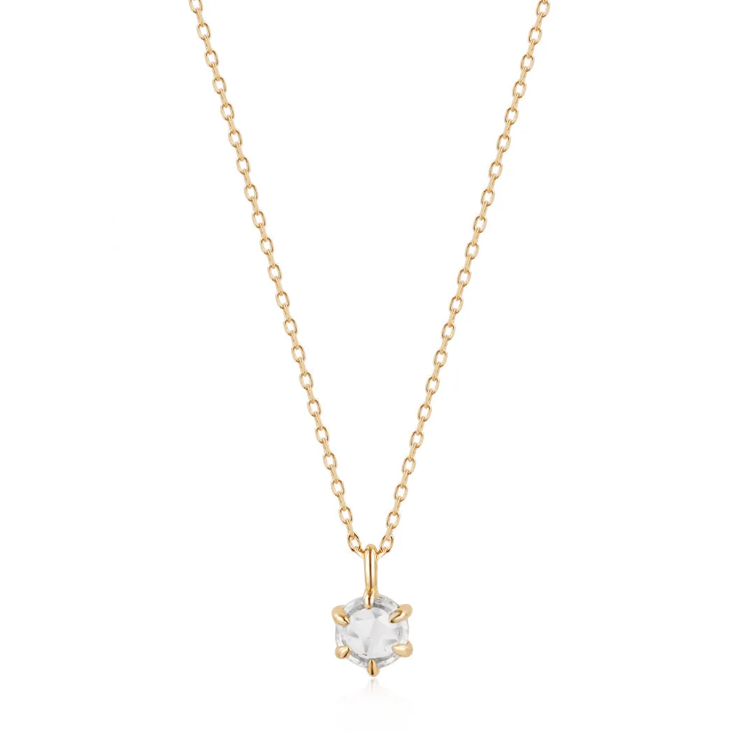 MARILYN | Rose Cut White Sapphire Solitaire Necklace