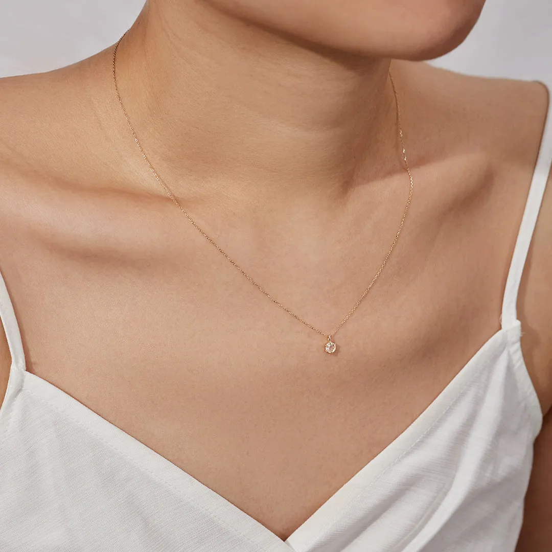 MARILYN | Rose Cut White Sapphire Solitaire Necklace