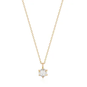 MARILYN | Rose Cut White Sapphire Solitaire Necklace