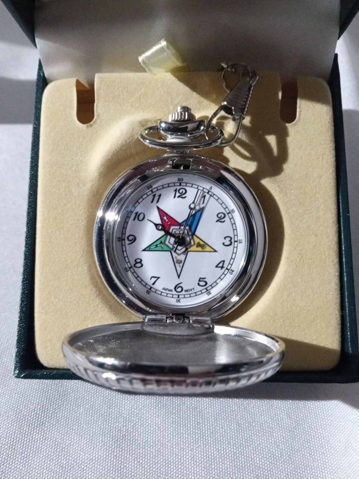 Masonic Pocket Watch Mason with Chain in Silver Square