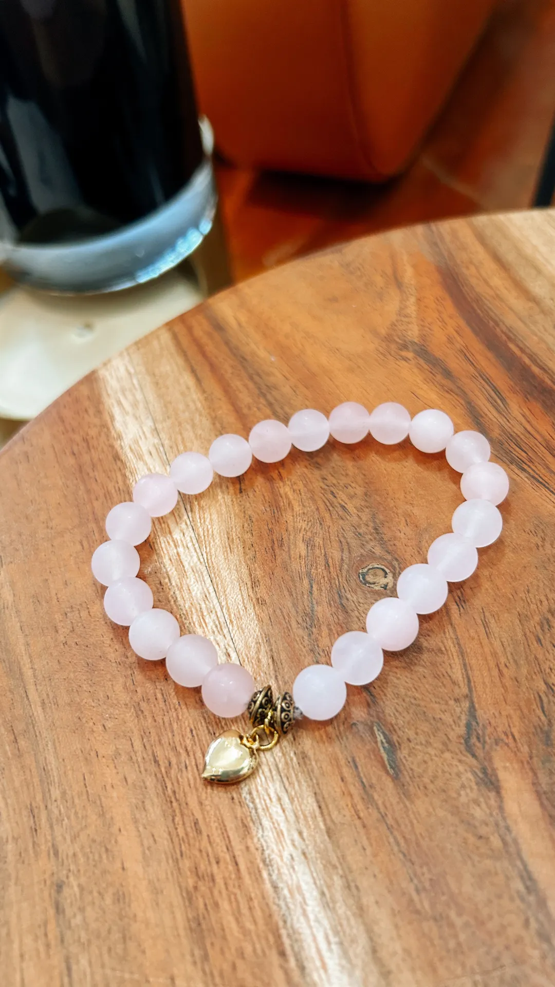 Matte Pink Bracelet with Heart Charm by Carson & Co