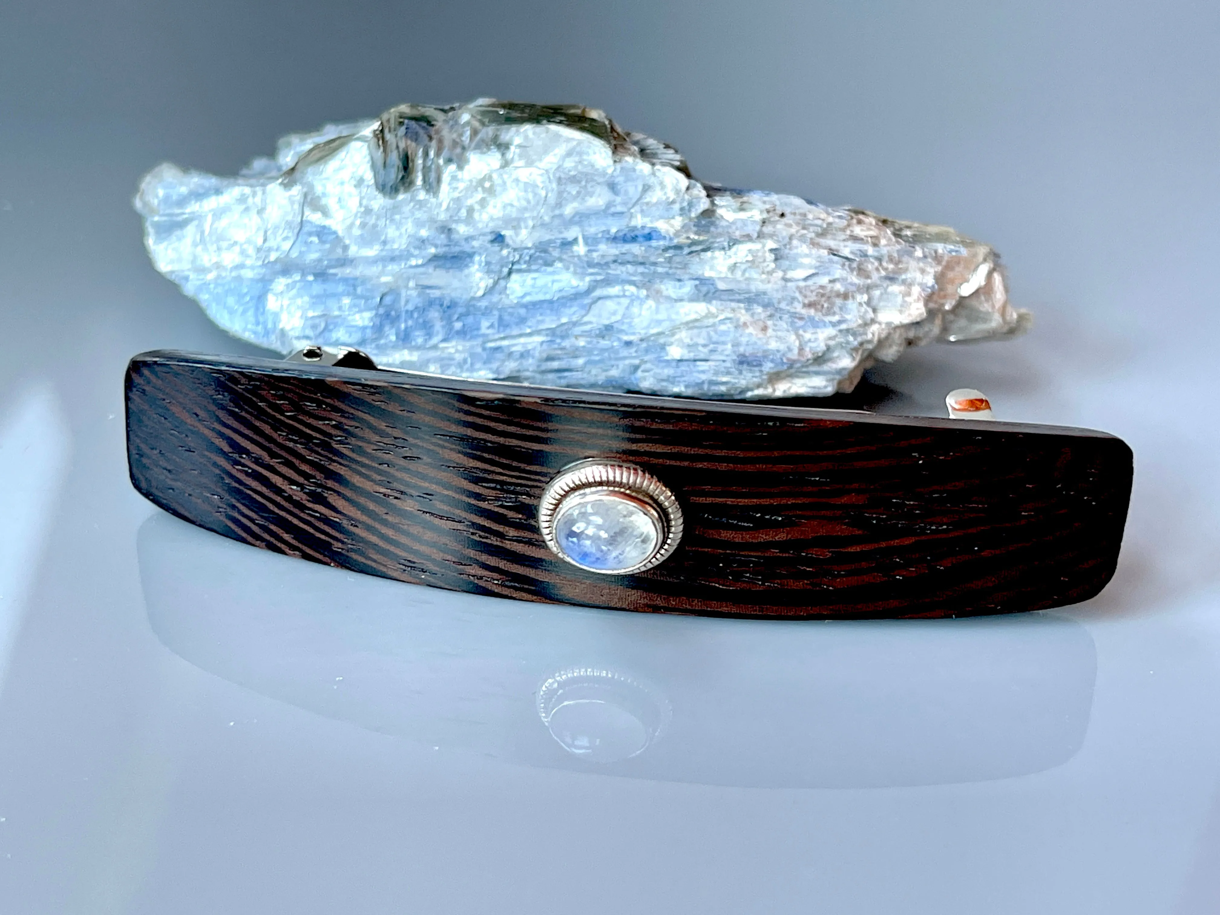 Medium Moonstone Sterling Silver barrette, Wenge Luxury Barrette Elegant Hair Clip