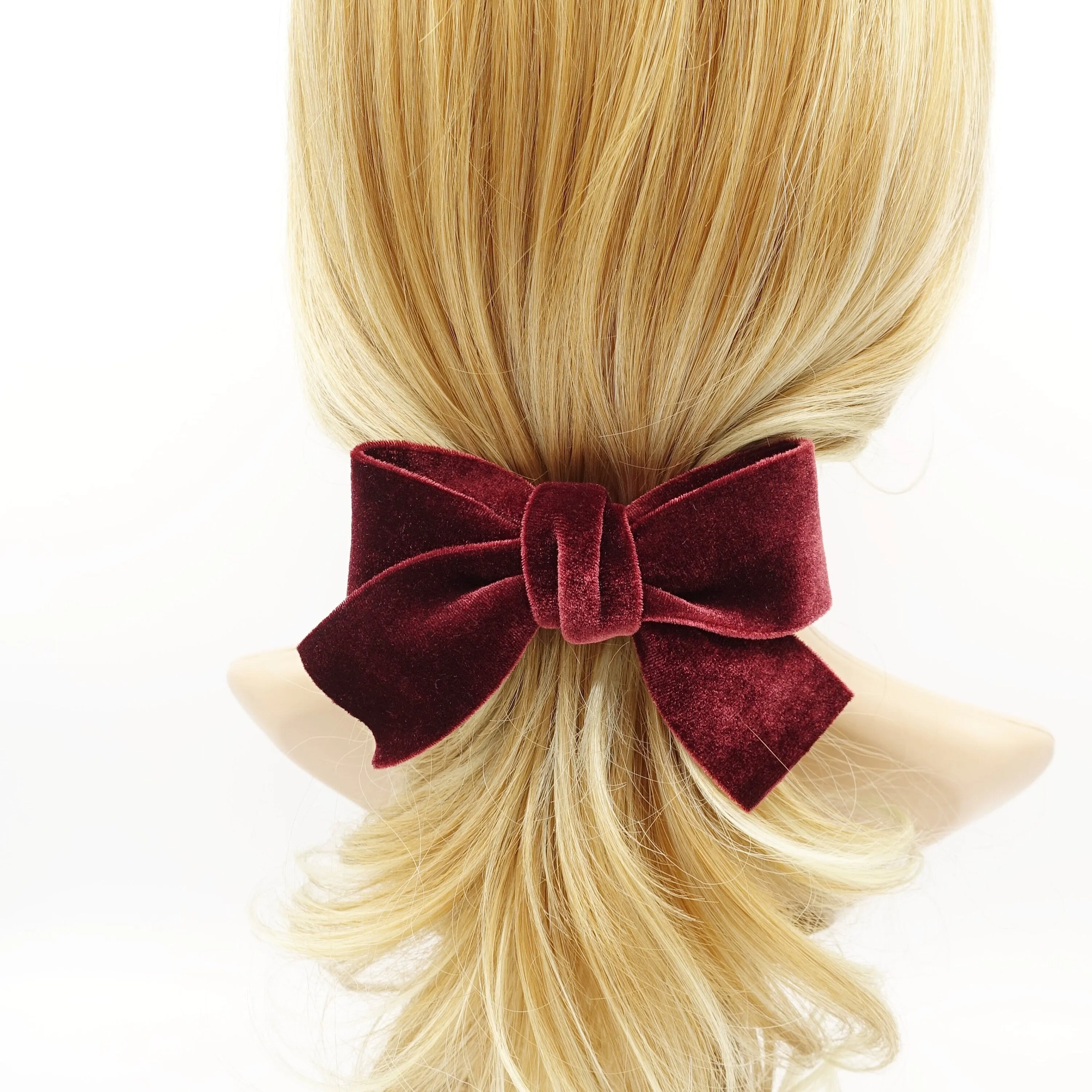 medium velvet cross bow french barrette basic Fall Winter hair accessory