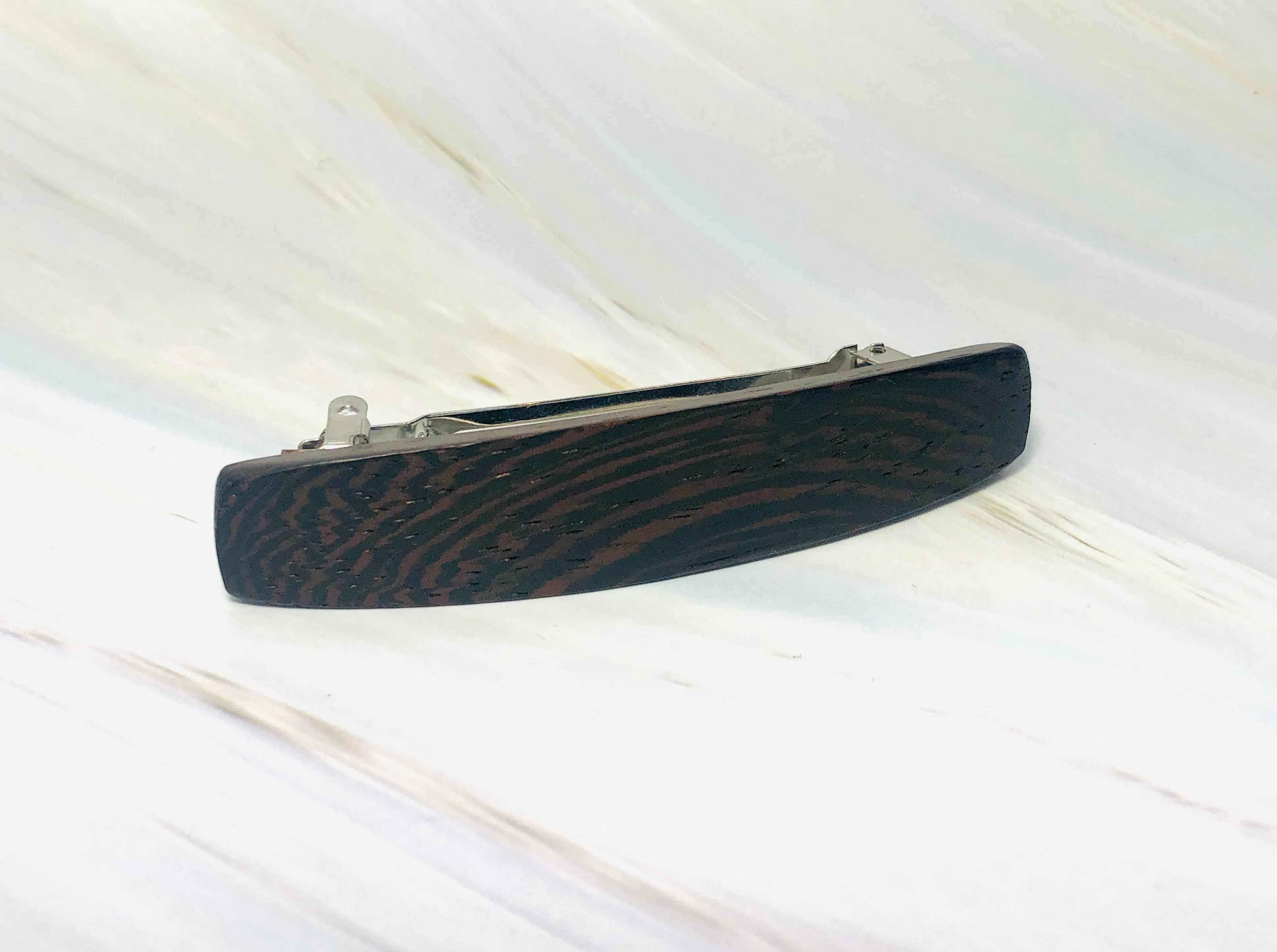 Medium Wenge Wood Hair Barrette, wood barrette, wooden barrette