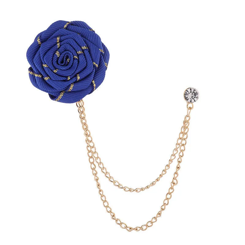 Men's Charming Floral Rose Chain Brooch