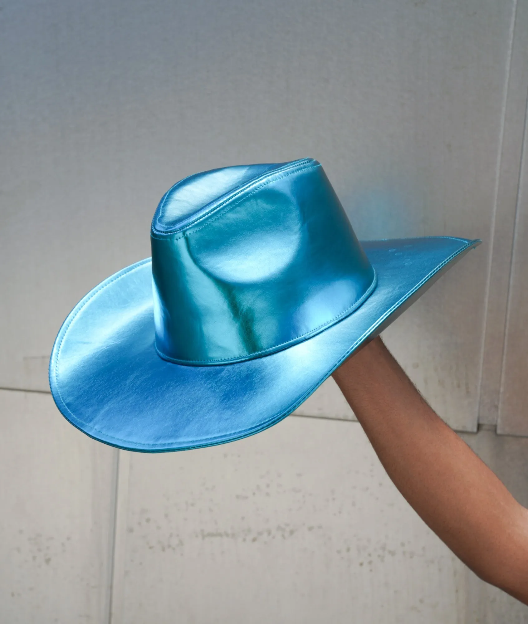 Metallic Blue Wide brim Cowboy Hat