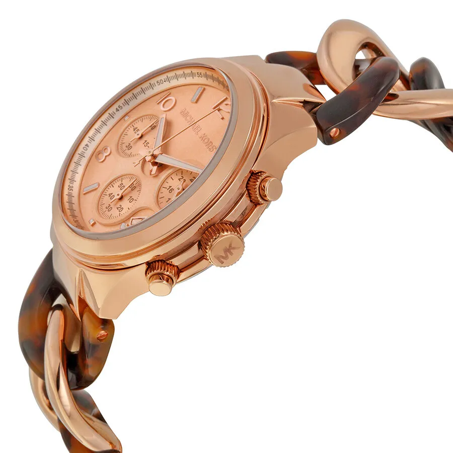 Michael Kors Runway Rose Gold-tone Tortoise Twist Chain Link Ladies Watch MK4269