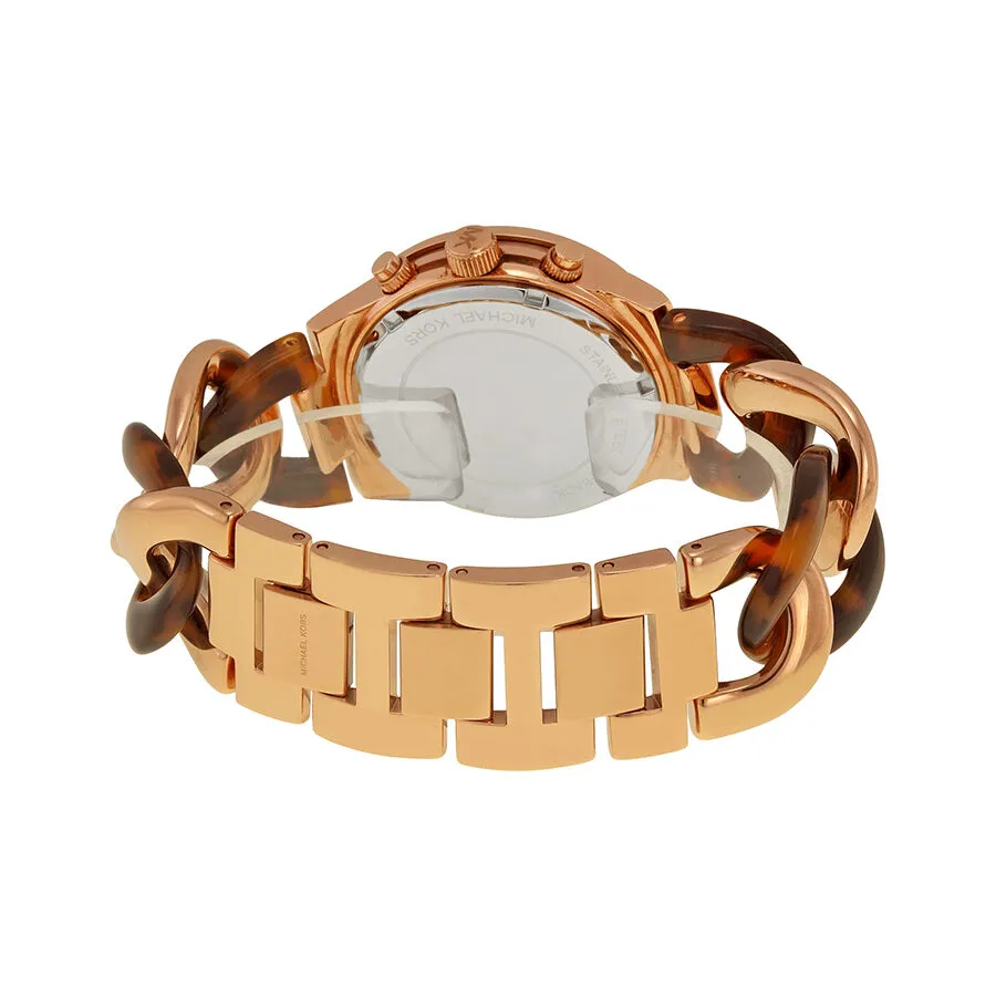 Michael Kors Runway Rose Gold-tone Tortoise Twist Chain Link Ladies Watch MK4269