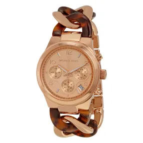 Michael Kors Runway Rose Gold-tone Tortoise Twist Chain Link Ladies Watch MK4269