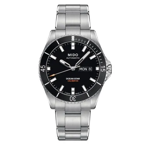 MIDO 銀色黑色手錶 Ocean Star 200 Black Watch #M0264301105100