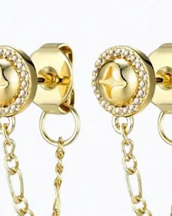 Mini Hardware Chain Stud Earrings in Gold/Clear | Gold/Clear