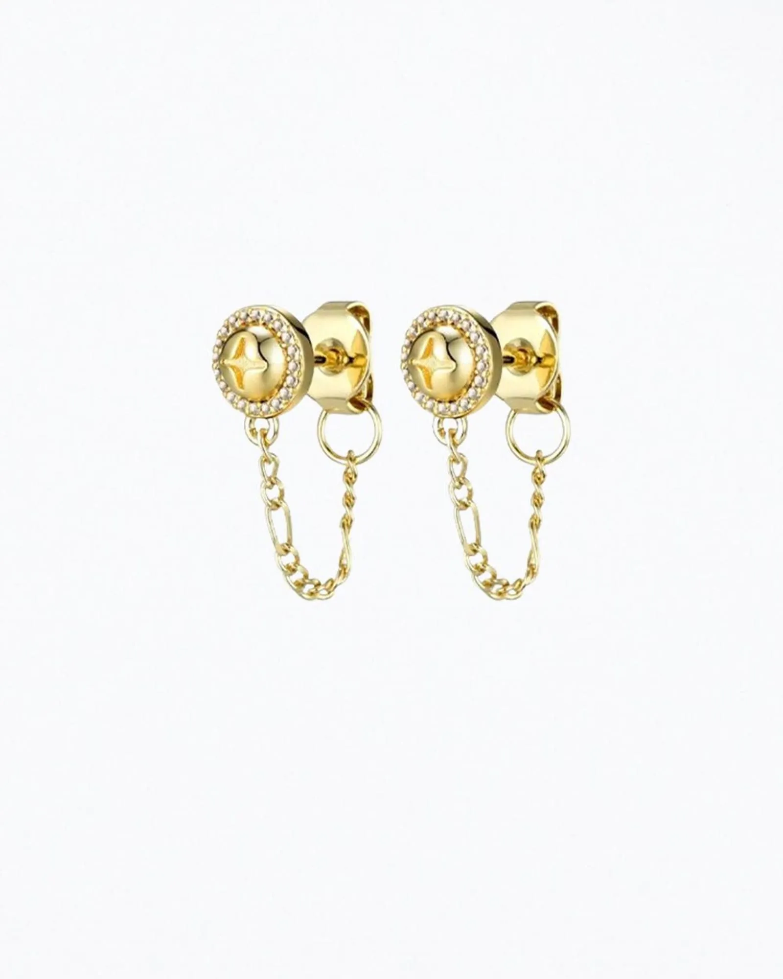 Mini Hardware Chain Stud Earrings in Gold/Clear | Gold/Clear