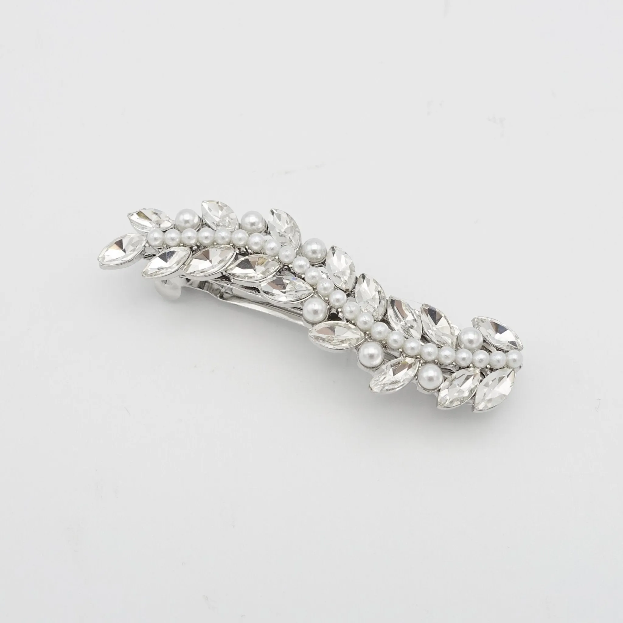 mini pearl rhinestone hair barrette wave flower branch woman hair accessory