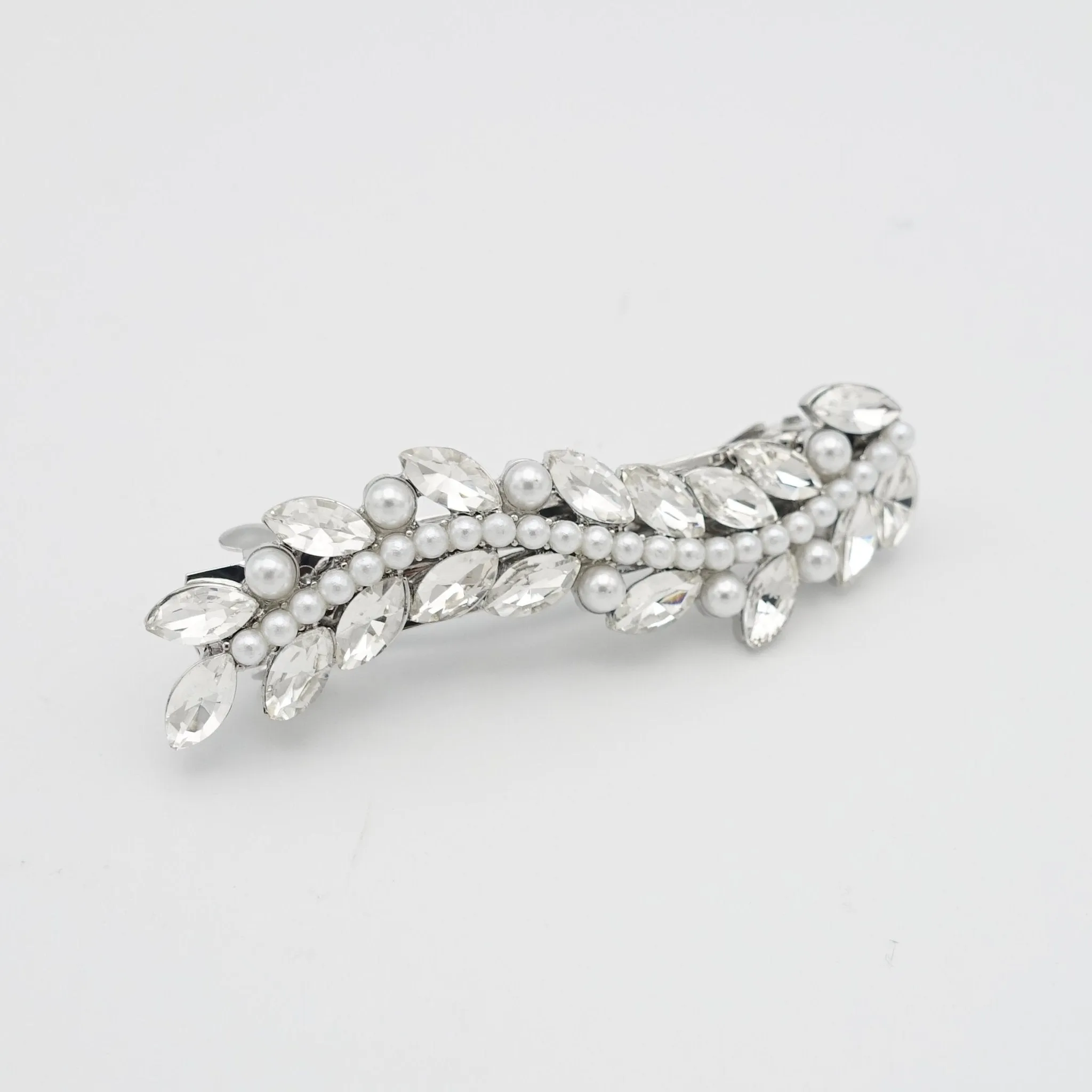 mini pearl rhinestone hair barrette wave flower branch woman hair accessory