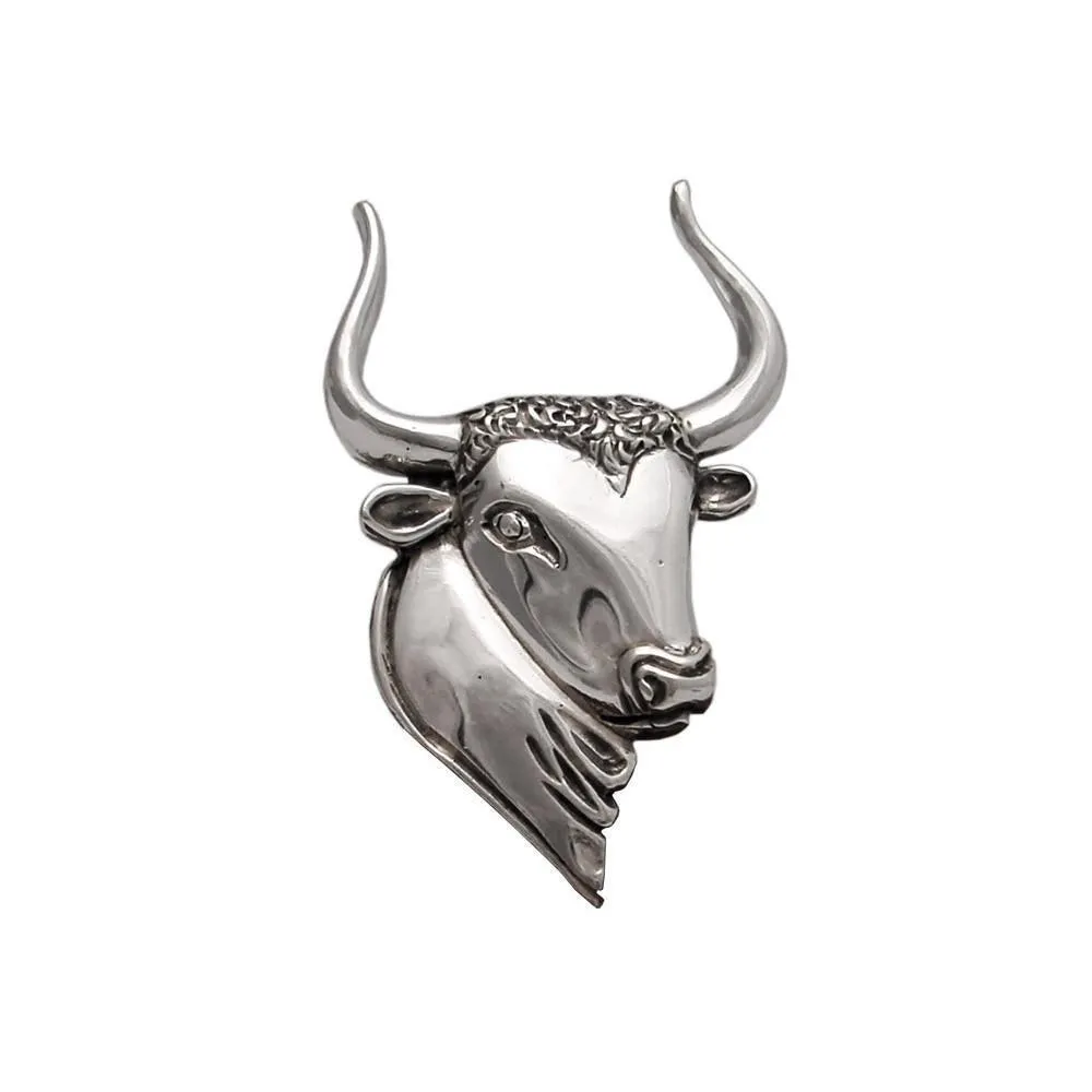 Minoan Head of Taurus Brooch in Sterling Silver (K-70)