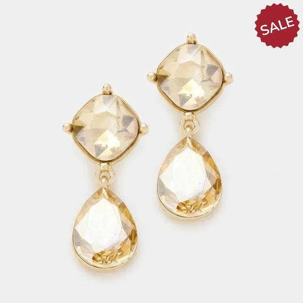 Miro Topaz Color Crystal Teardrop Gold Earrings