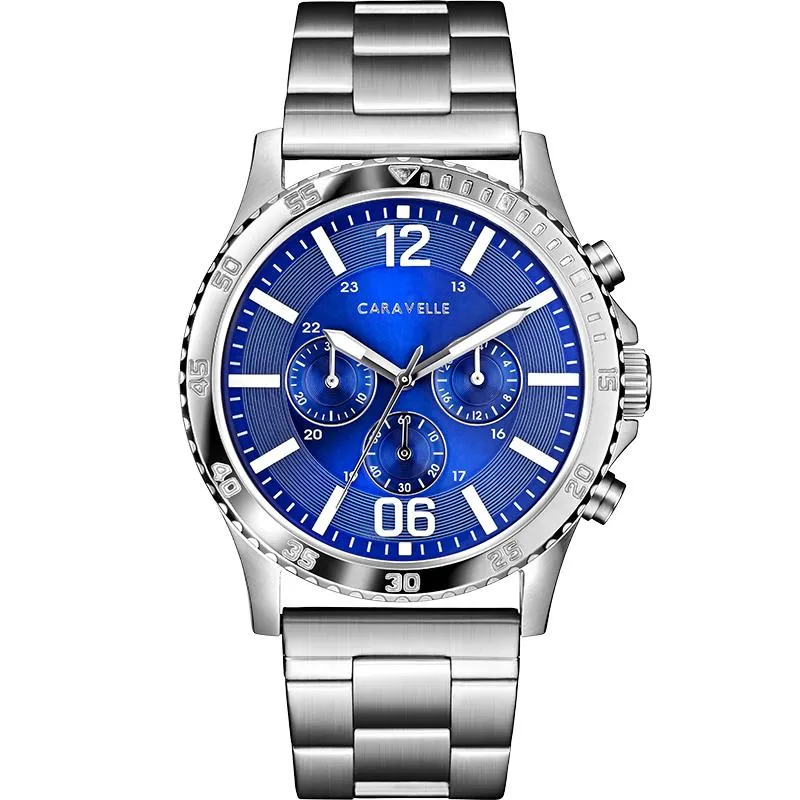 MODERN GENTS WATCH WITH BLUE DIAL AND LUMINOUS MARKERS