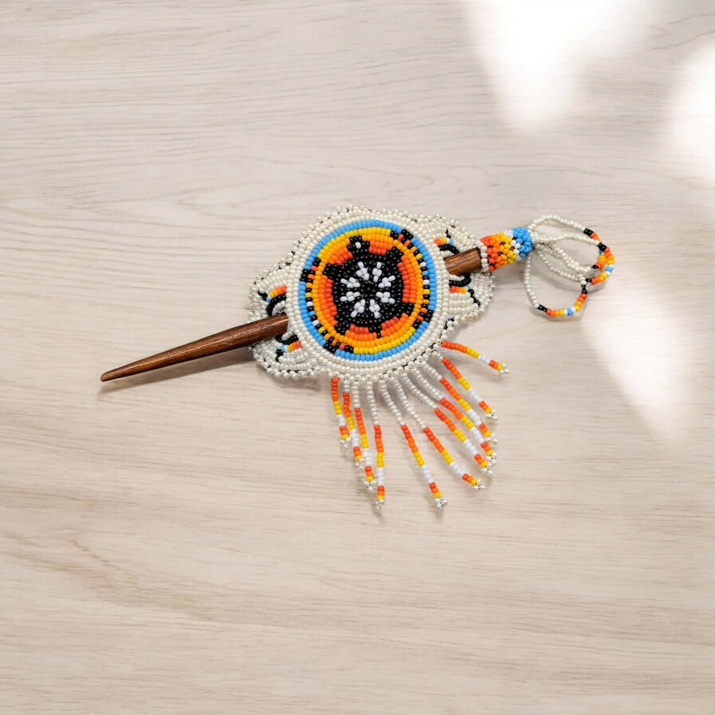 Native American Beaded Barrette with Fringes (8)