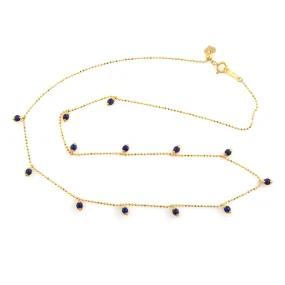 Natural Sapphire 18k Yellow Gold Handmade Dainty Necklace For Women