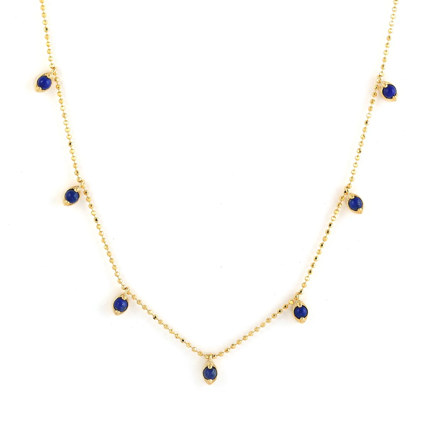 Natural Sapphire 18k Yellow Gold Handmade Dainty Necklace For Women