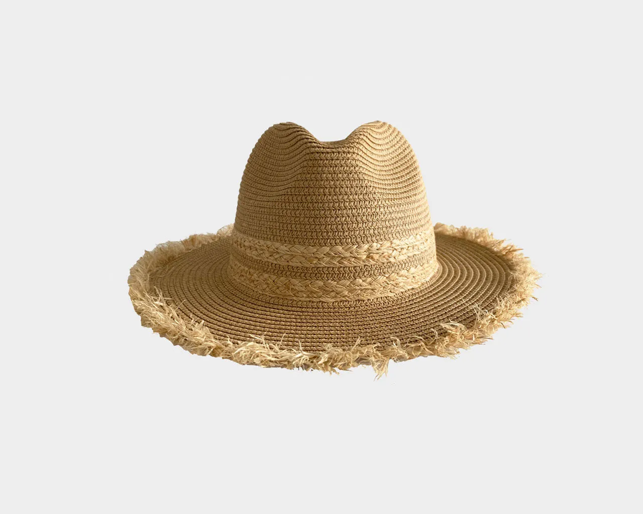 Natural Tan Fedora Fringe Hat - The Portofino