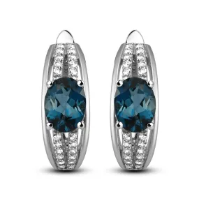 Natural Topaz Sterling Silver Studs Earrings for Women