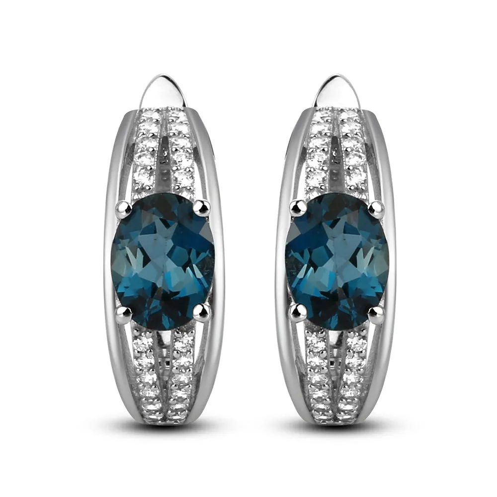 Natural Topaz Sterling Silver Studs Earrings for Women