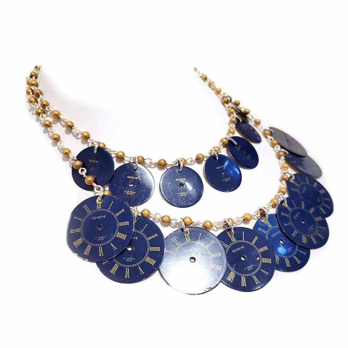 Necklace - 2 Strand Watch Dials (Blue) by Christine Stoll