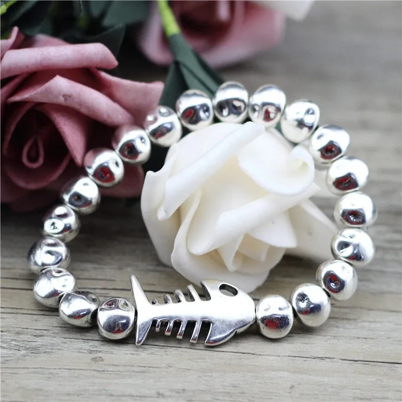 New Arrivals Fish Bones Wrap Charm Bangle Bracelet