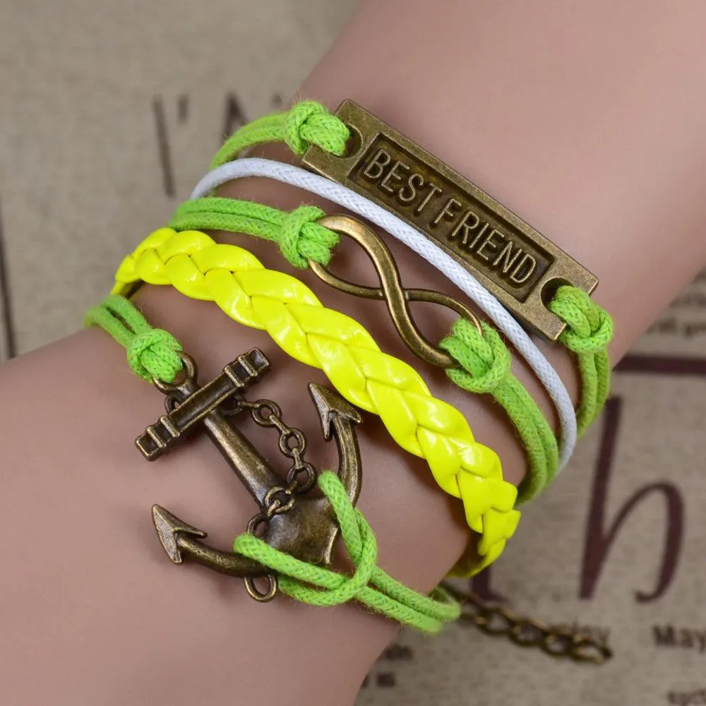 New Leather Charm Bracelet Braid Multilayer Bracelet Infinity Anchor Rudder Bracelet Europe Life Tree Bracelets Bangle