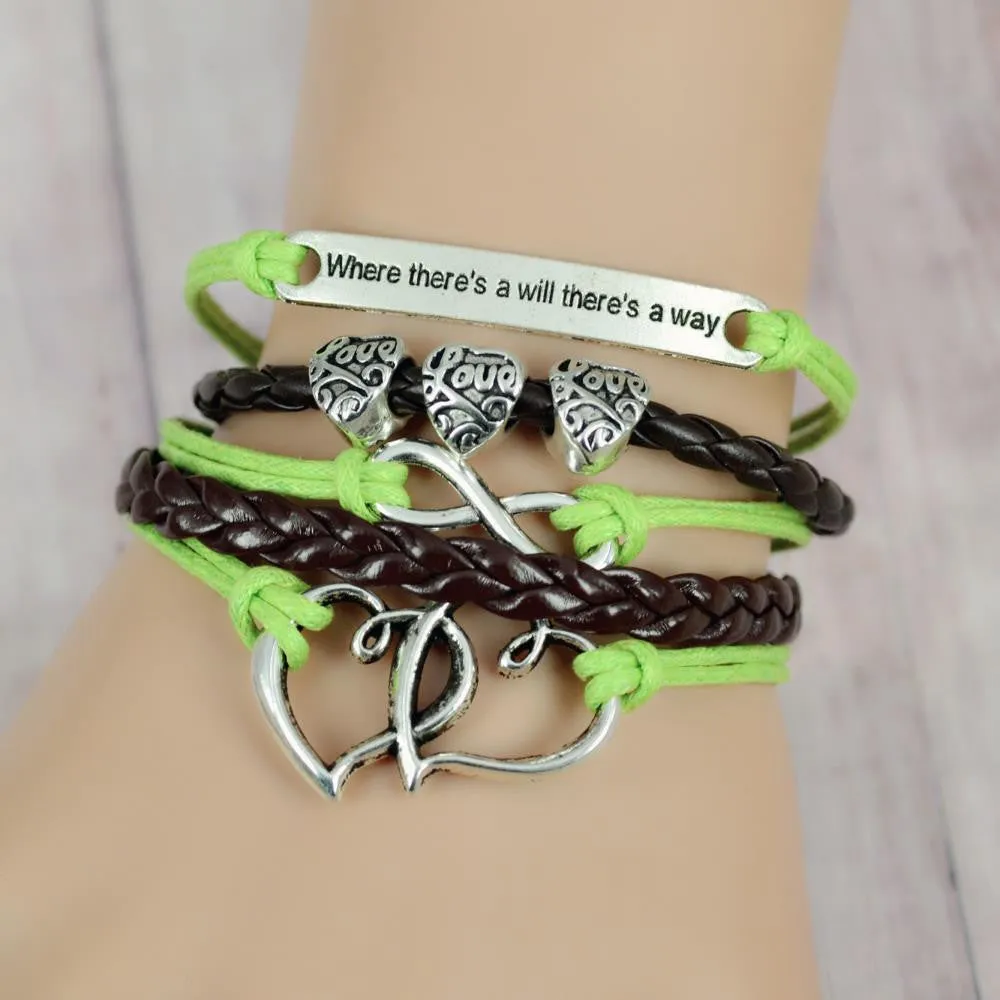 New Leather Charm Bracelet Braid Multilayer Bracelet Infinity Anchor Rudder Bracelet Europe Life Tree Bracelets Bangle