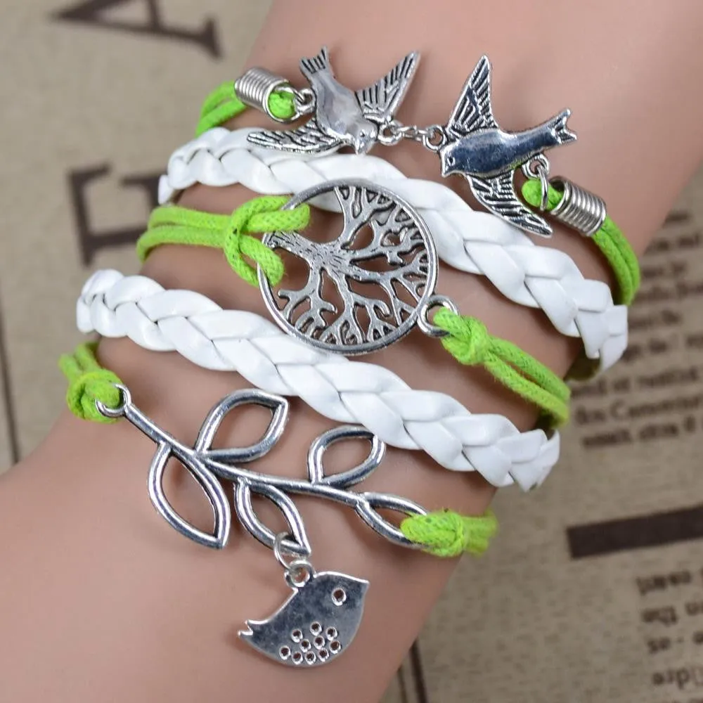 New Leather Charm Bracelet Braid Multilayer Bracelet Infinity Anchor Rudder Bracelet Europe Life Tree Bracelets Bangle