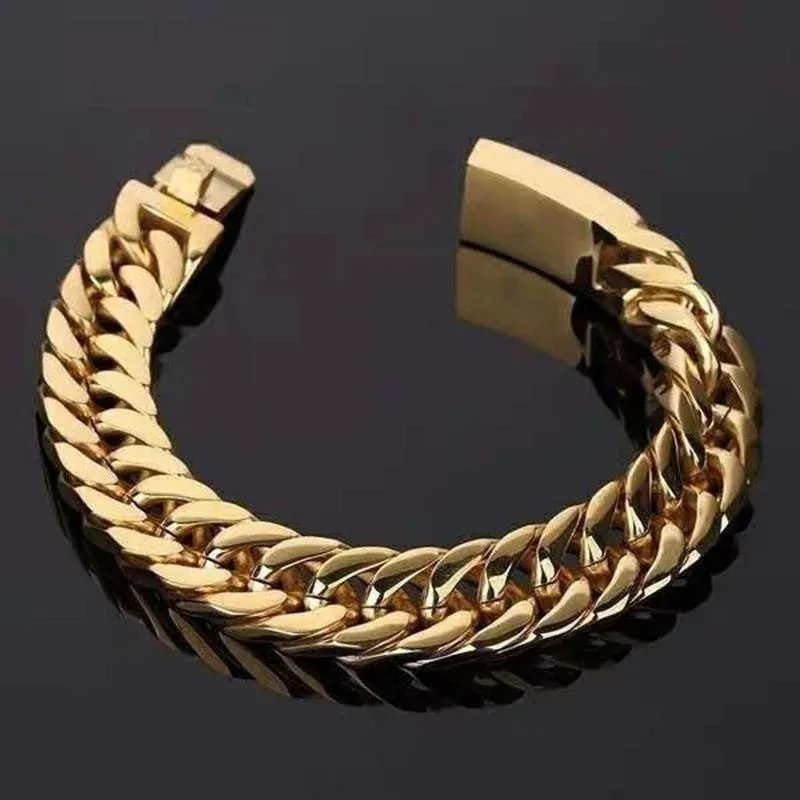 New Trendy Cuban Chain Bracelet for Men Hip-Hop Metal Bracelets Buckle Chains Bracelet Gifts Accessories Jewelry 2021 Jewelry