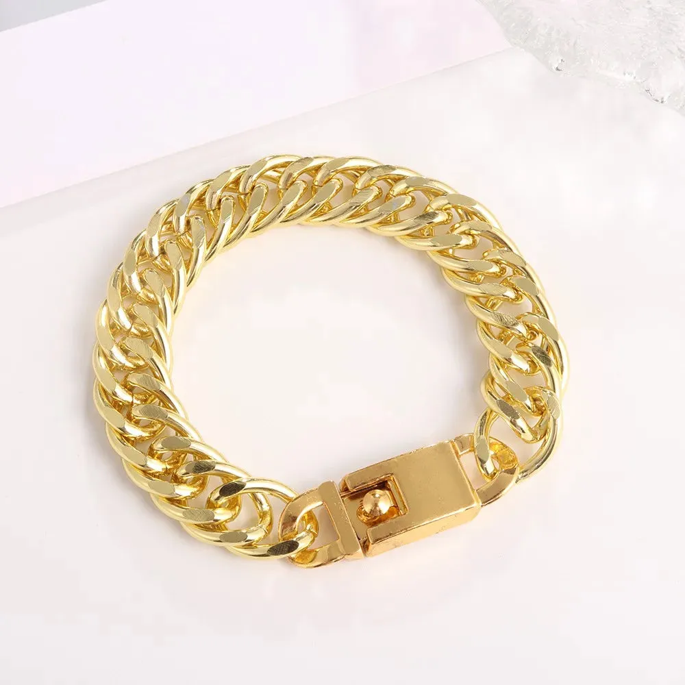 New Trendy Cuban Chain Bracelet for Men Hip-Hop Metal Bracelets Buckle Chains Bracelet Gifts Accessories Jewelry 2021 Jewelry