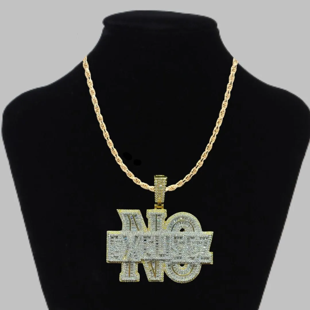 No Excusez Iced Out Letter Diamond Pendant Necklace