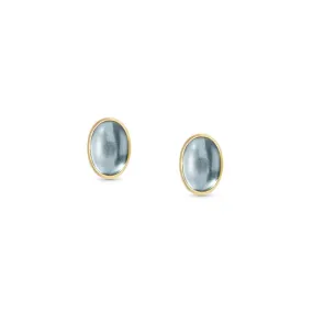 Nomination Oval Cabochon YG Stud Earrings Blue Topaz