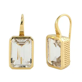 Octagon Topaz Gemstone Fish Ear Hook Earrings Jewelry In 18k Yellow Gold